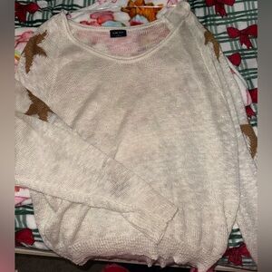 Cozy Cream Sweater with Gold Star Accents